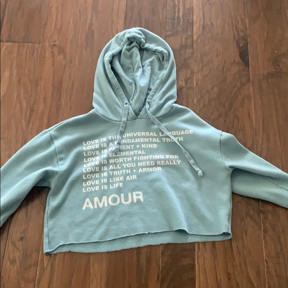 Croptop blue letter print sweatshirt